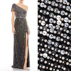 MAC DUGGAL PEARL EMBELLISHED SOFT TIE ONE SHOULDER GOWN 93735 (2, 10, 18)